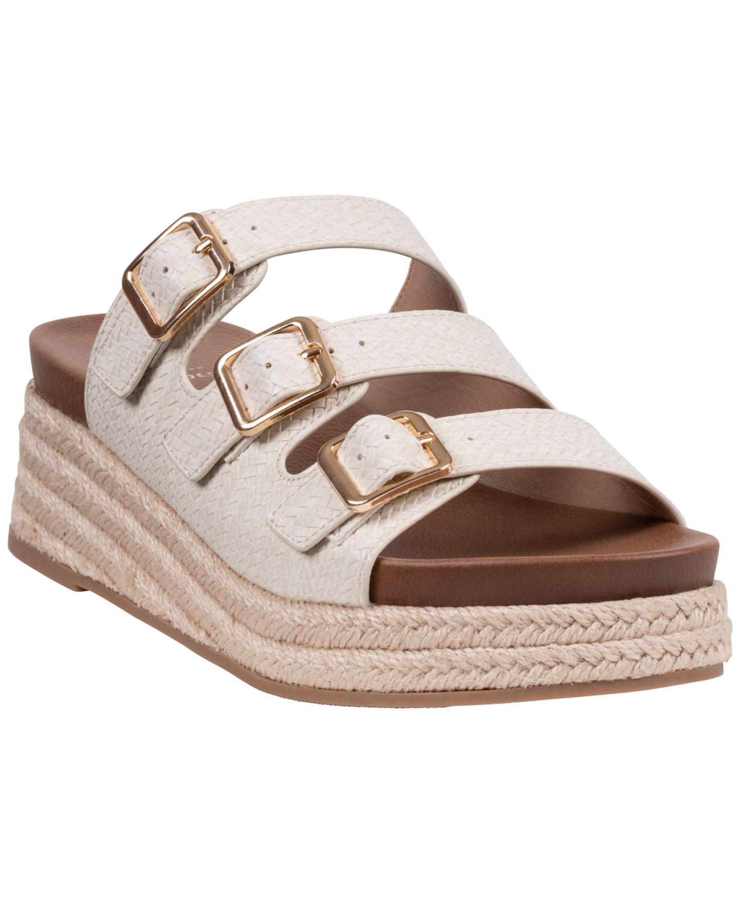 Женские сандалии GC Shoes Fabulist Triple Buckle Espadrille Wedge, цвет: Слоновая кость — фото 1
