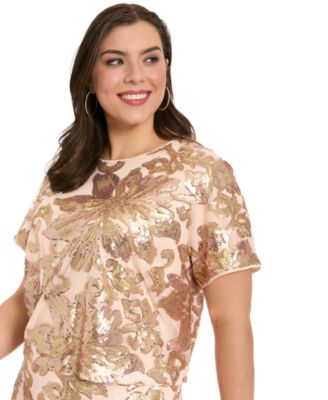 Plus Size Jewel Neck Cropped T-Shirt