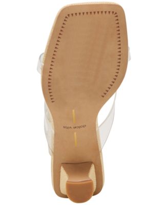 Women's Brevel Vinyl Jelly Thong Low Block Heel Dress Sandals