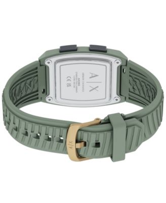 Armani Exchange Men's LCD Green Silicone Watch, 42mm