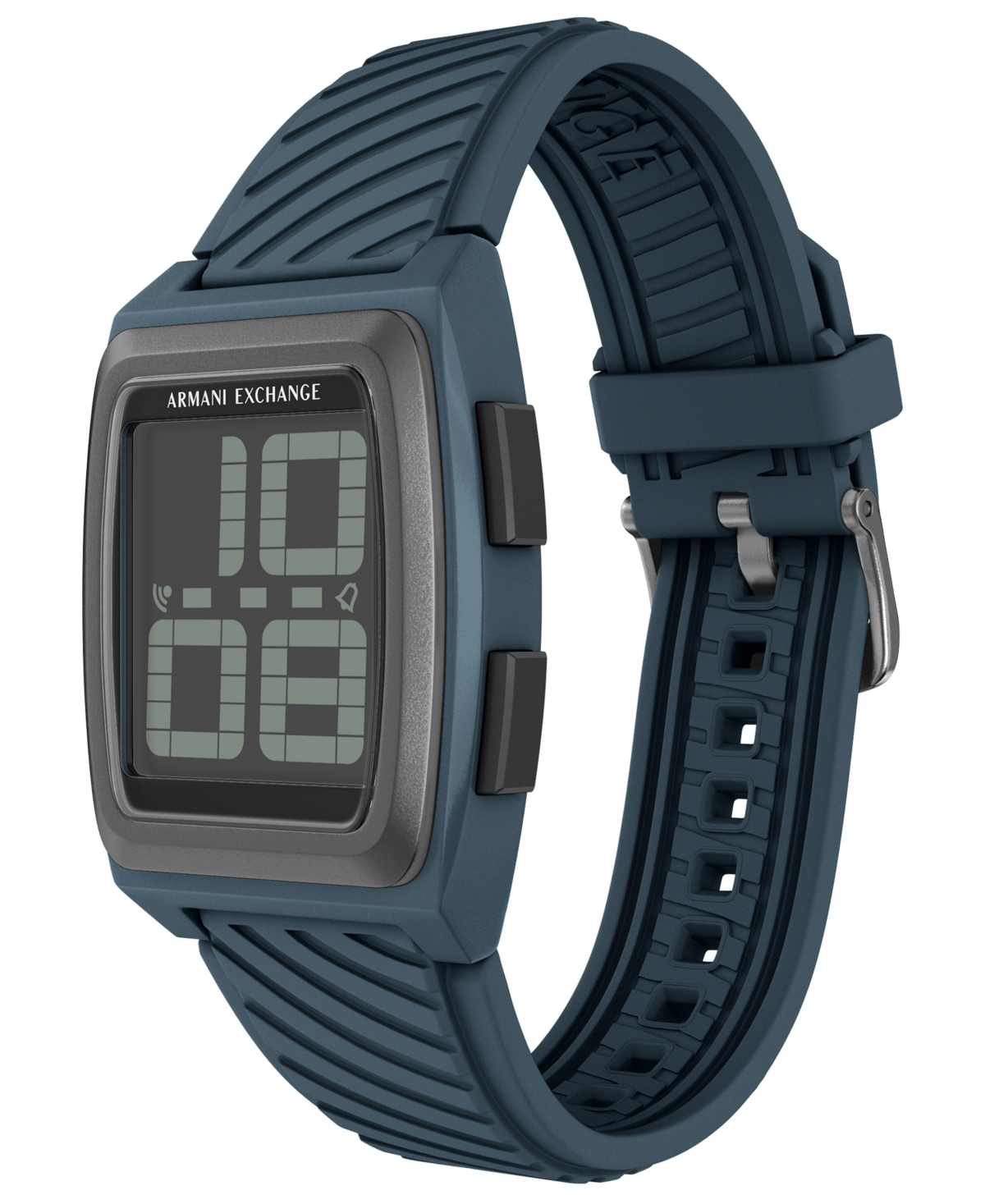 Armani Exchange Men's Lcd Blue Silicone Watch, 42mm