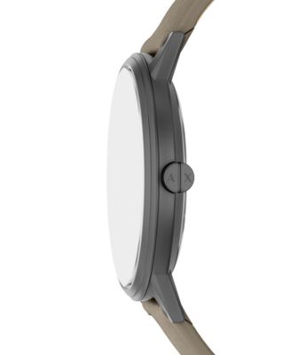 Armani Exchange Men's Quartz Three-Hand Gray Leather Watch, 42mm