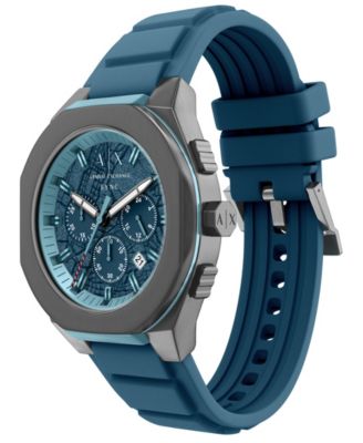 Armani Exchange Men's Sync Quartz Chronograph Blue Silicone Watch, 44mm