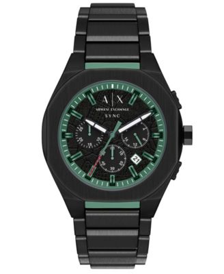 Armani Exchange Men's Sync Quartz Chronograph Black Stainless Steel Watch, 44mm
