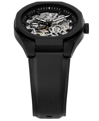 Armani Exchange Men's Sync Automatic Black Leather Watch, 44mm