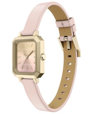 Armani Exchange Women's Quartz Three-Hand Pink Leather Watch, 27mm