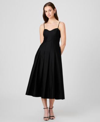 Women's Sateen Pleated Midi Dress