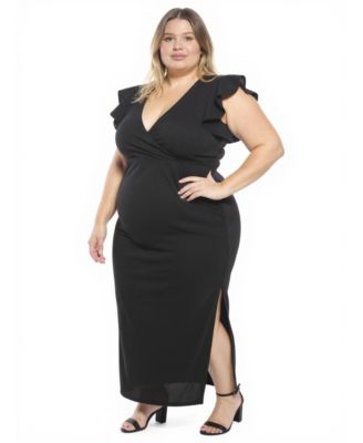 Plus Size Tulip Hem Faux Wrap Maxi Dress