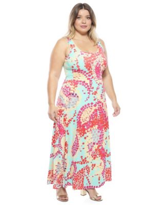 Plus Size Abstract Scoop Neck Maxi Dress
