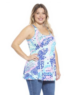 Plus Size Abstract Scoop Neck Tunic Tank Top