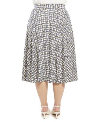 Plus Size Geometric Elastic Waist Pocket Skirt