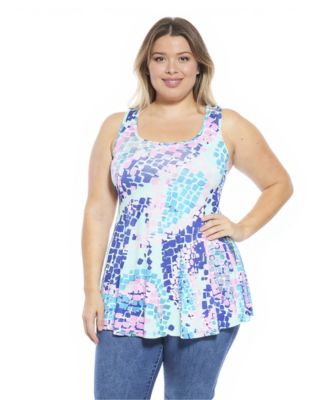 Plus Size Abstract Scoop Neck Tunic Tank Top