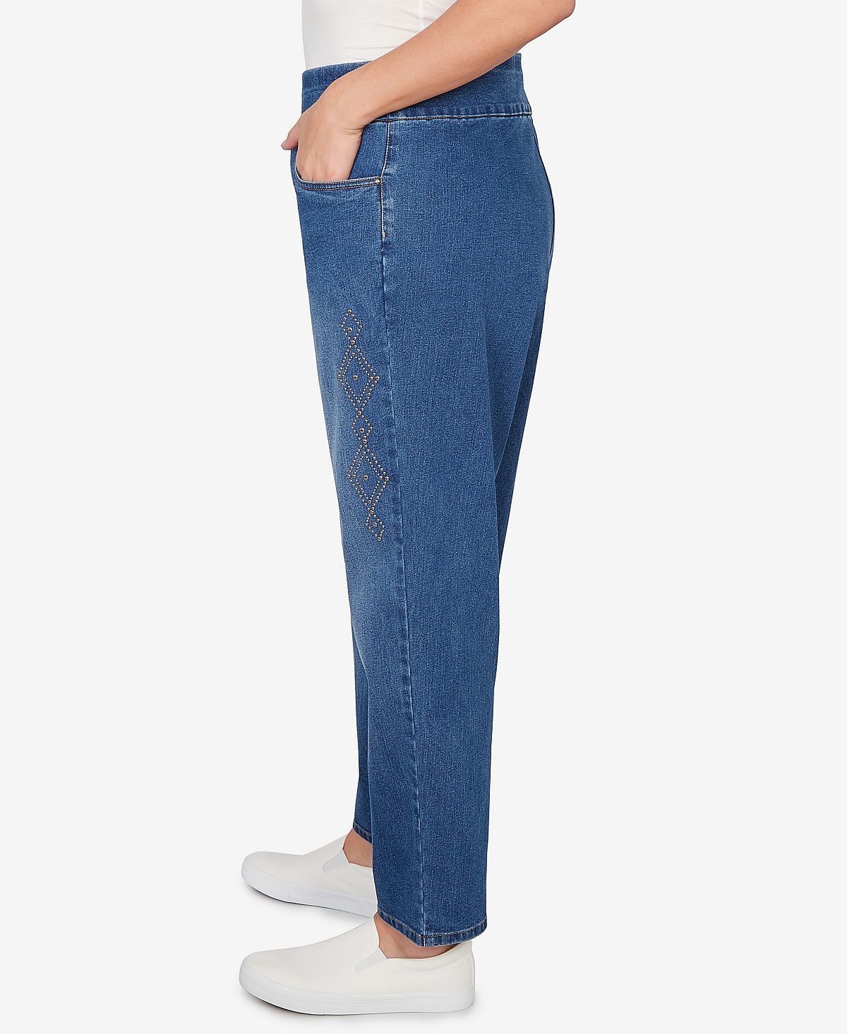 Alfred Dunner Plus Size Austin Geometric Heat Set Super Stretch Denim Jeans view 3 — MAYCSS fashion products
