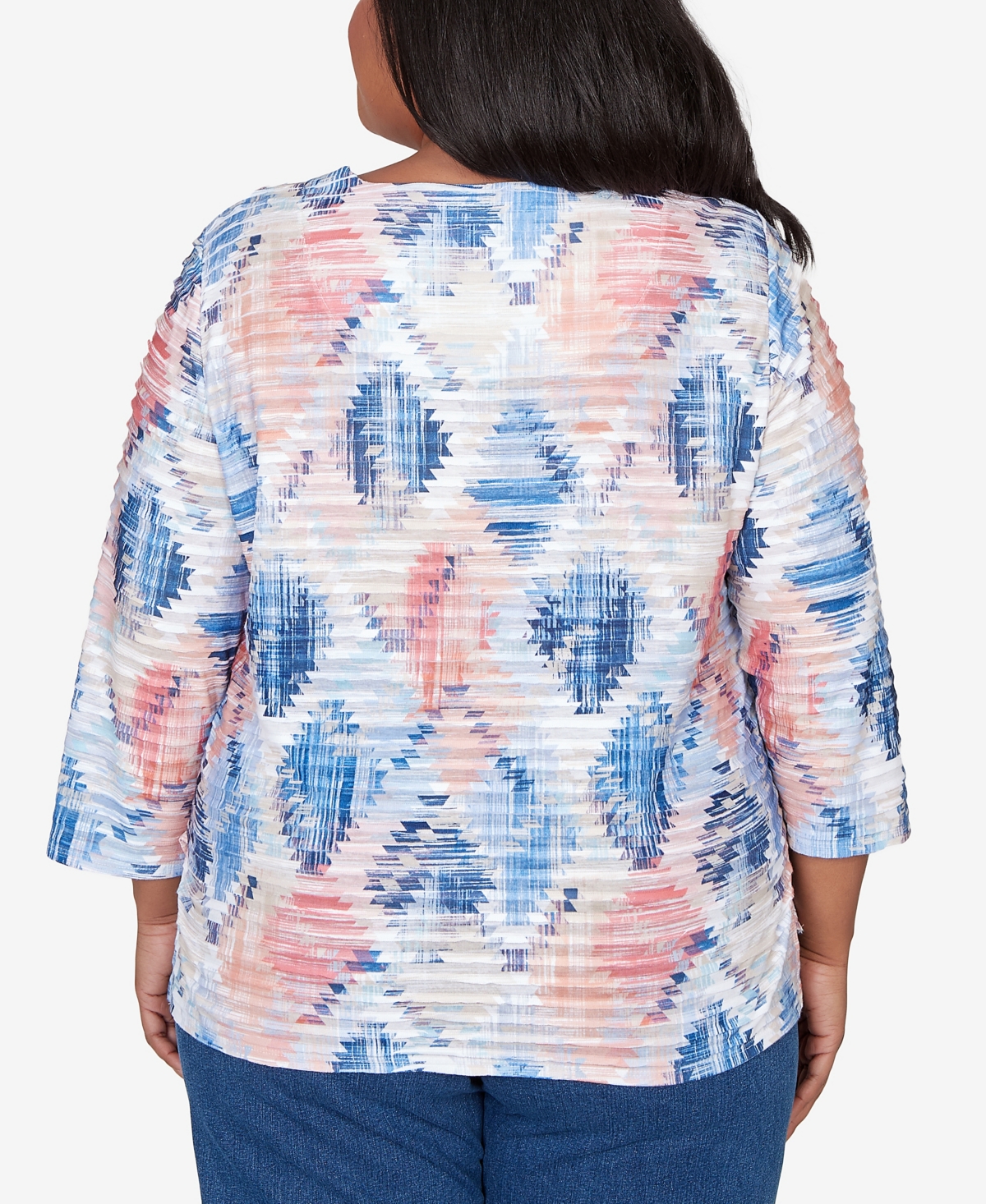 Alfred Dunner Plus Austin Aztec Diamond Knit Top