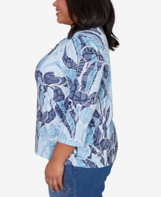 Plus Size Austin Monotone Patch Print Knotted Detail Top