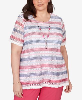 Plus Size The Royal Treatment Biadere Fringe Textured Top with Necklace