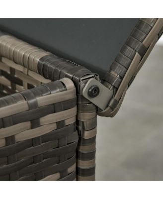 3 Piece Patio Furniture, PE Wicker Storage Table & Chairs,