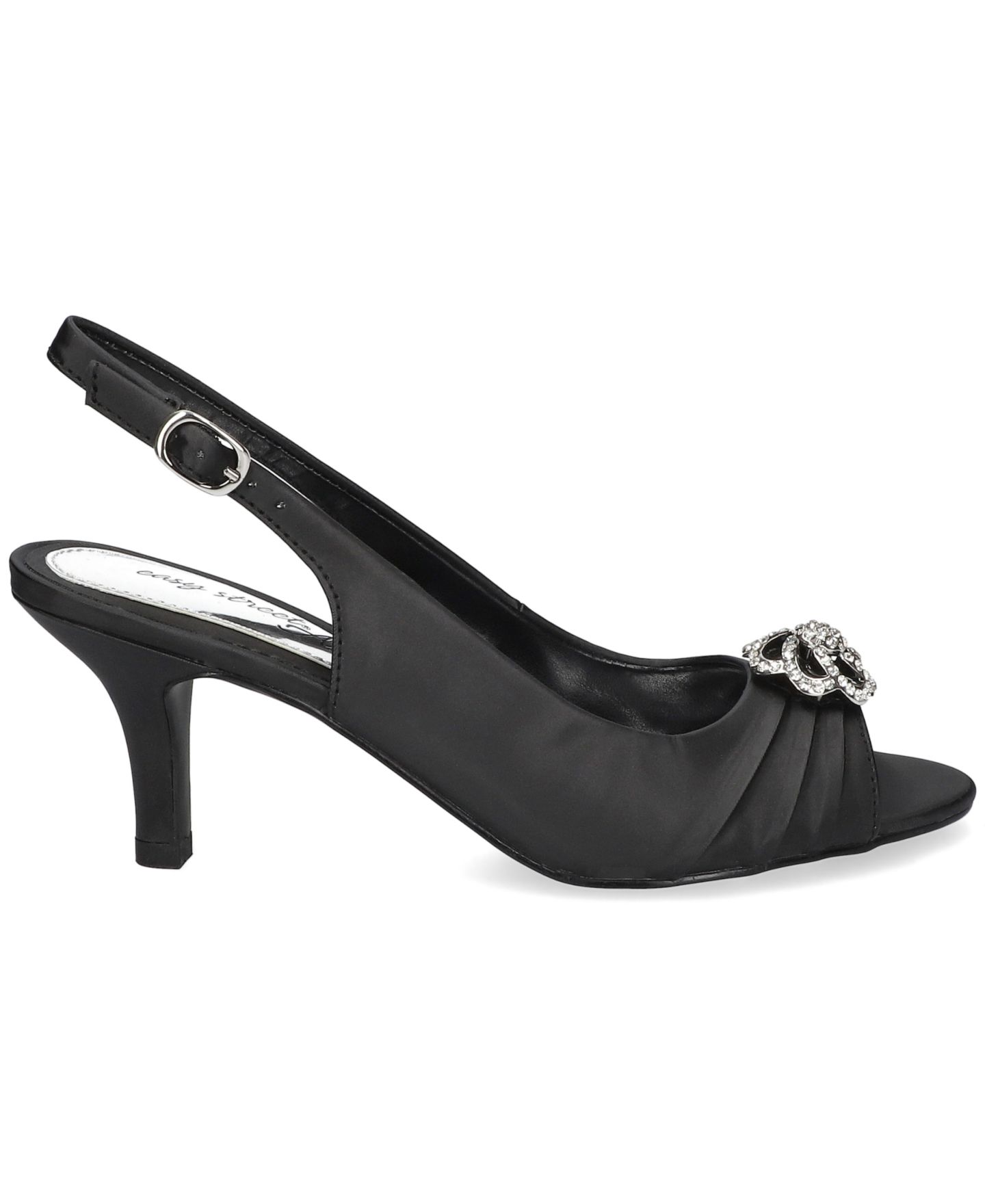 Женские сандалии Easy Street Poise Slingback Dress Sandals, цвет: Чёрный атласный — фото 2