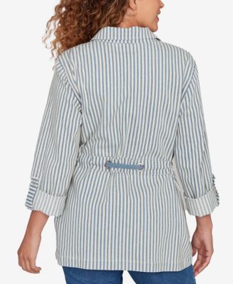 Petite Striped Anorak Snap Front Jacket
