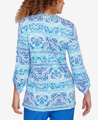 Petite Woodblock Twin Printed Knit Top