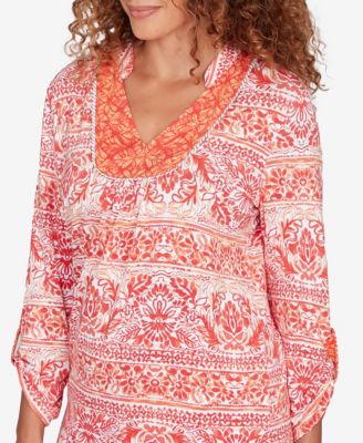 Petite Woodblock Twin Printed Knit Top