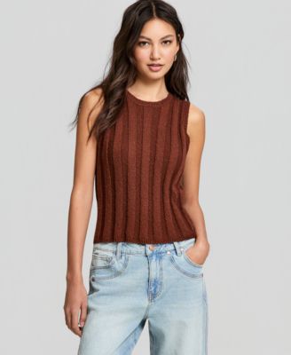 Women's Slub Ribbed Sweater Tank Top