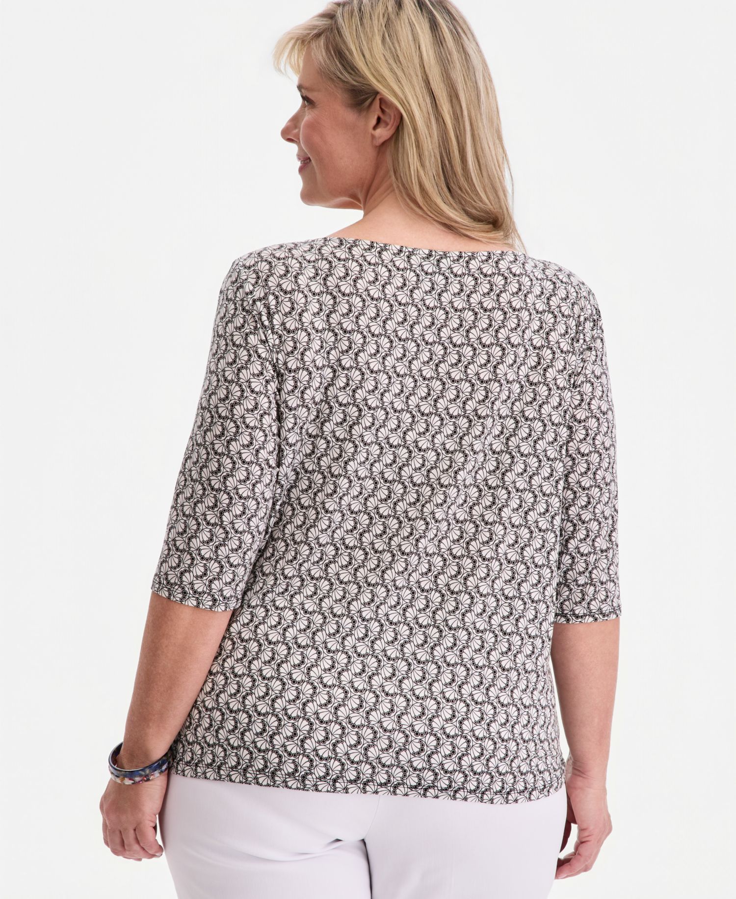 Plus Size Circular Pattern Twisted-Hem Top