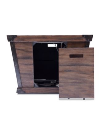 32 Inch W 24 Inch H Square Concrete Gas Fire Pit Brown Wood Pattern 40000 BTU Tank Inside