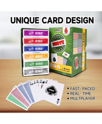 6-Deck Nertz Card Game Set, Multi-colored Playing Cards for Poker, Blackjack, Rummy, Go Fish, Bridge