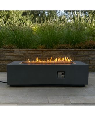 60 Inch Outdoor Rectangle Propane Fire Pit Table 60000 BTU Auto Ignition Concrete Fire Table with Waterproof Cover and Lava Rocks