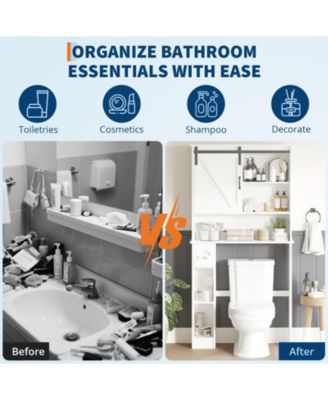 65.4" h Bathroom Shelf over with Sliding Barn Door, for Bathroom, Laundry