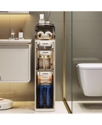 4 Tier 30.7" h Bathroom Storage Cabinet, Slim Floor Cabinet for Living Room Bedroom