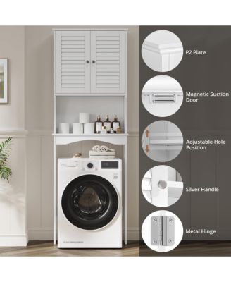 66.7" h Bathroom Organizer with Anti-Tip Device, Ventilated Louvered Doors, for Bathroom