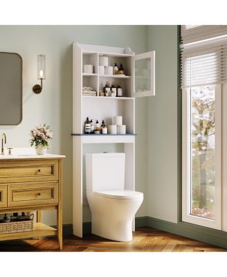 68.5" h Bathroom Organizer Space Saver Over Toilet, Wood Rack for Bathroom, Restroom