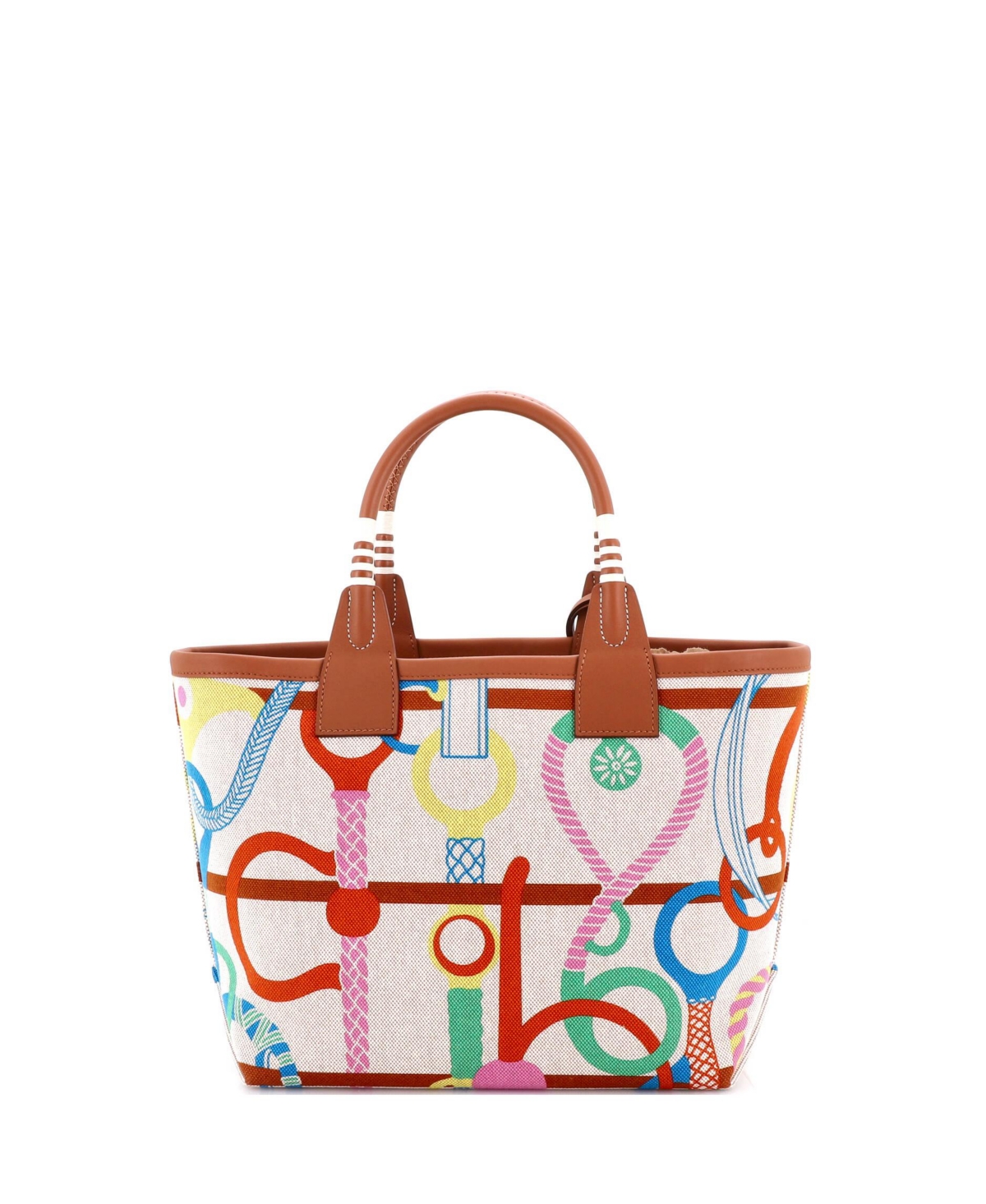 Pre-Owned HERMES 25 Sac Steeple Tote Printed Toile with Leather