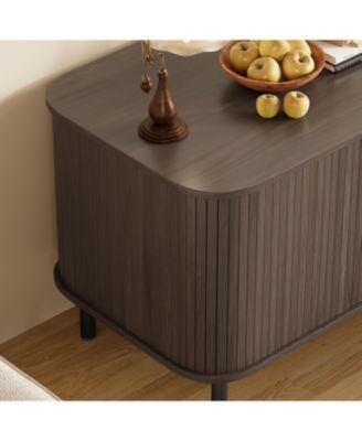 37.4" Hidden Litter Box Enclosure with Sliding Door, Drawer & Charging Station ,Brown