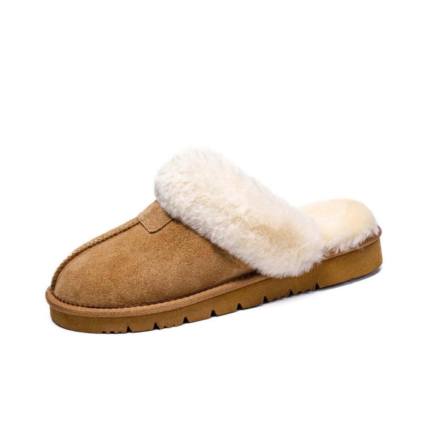 Женские сабо PAZSTOR Shearling and Suede Clog Slippers Spring, цвет: Каштановый — фото 4