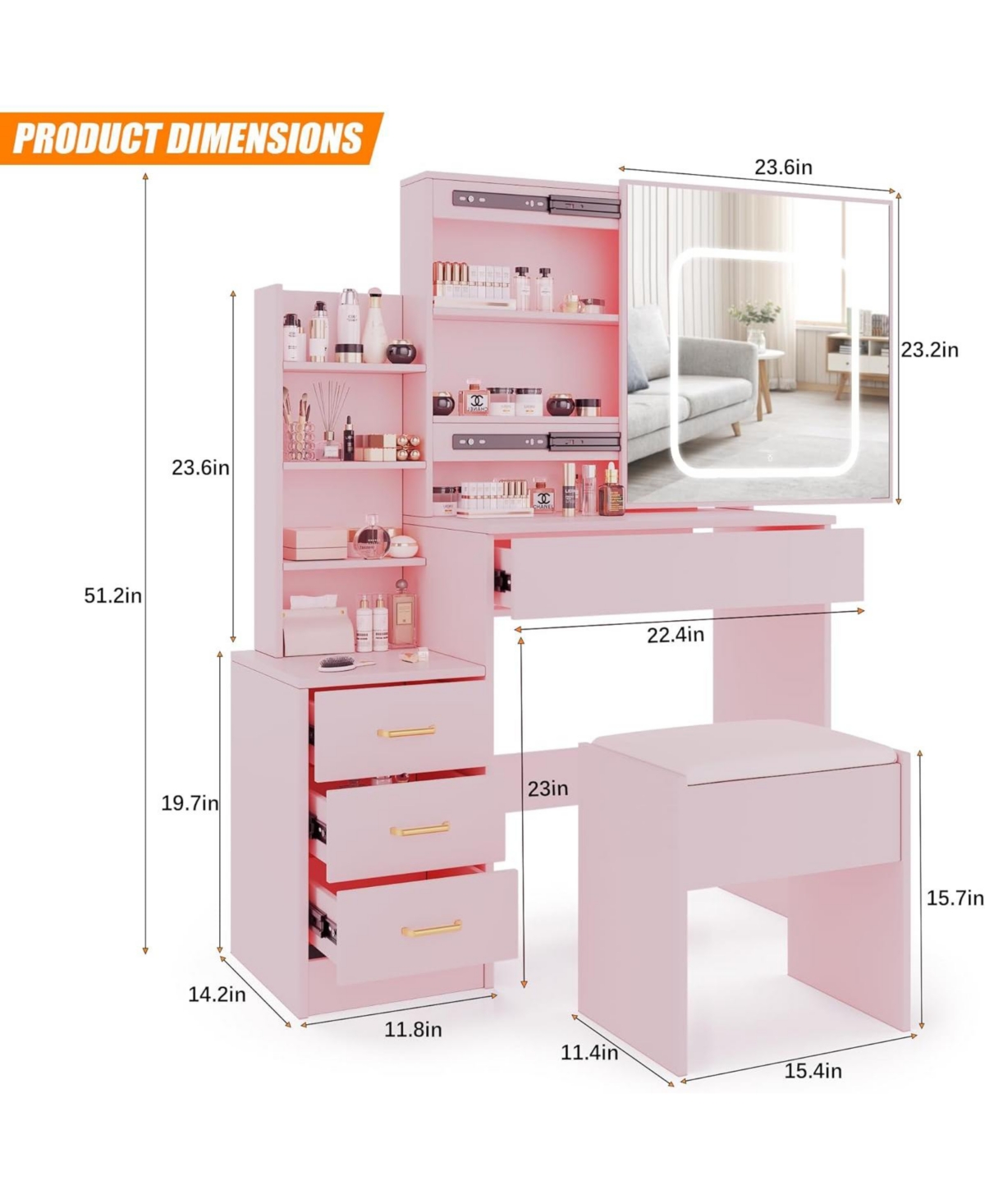 Gaomon Vanity Desk Mirror and Led Lights