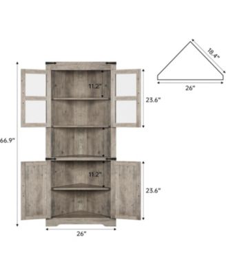 Senfot Tall Corner Storage Cabinet, Bathroom Floor Storage Cabinet with Doors and Adjustable Shelves, Freestanding Tall Cabinet Organizer