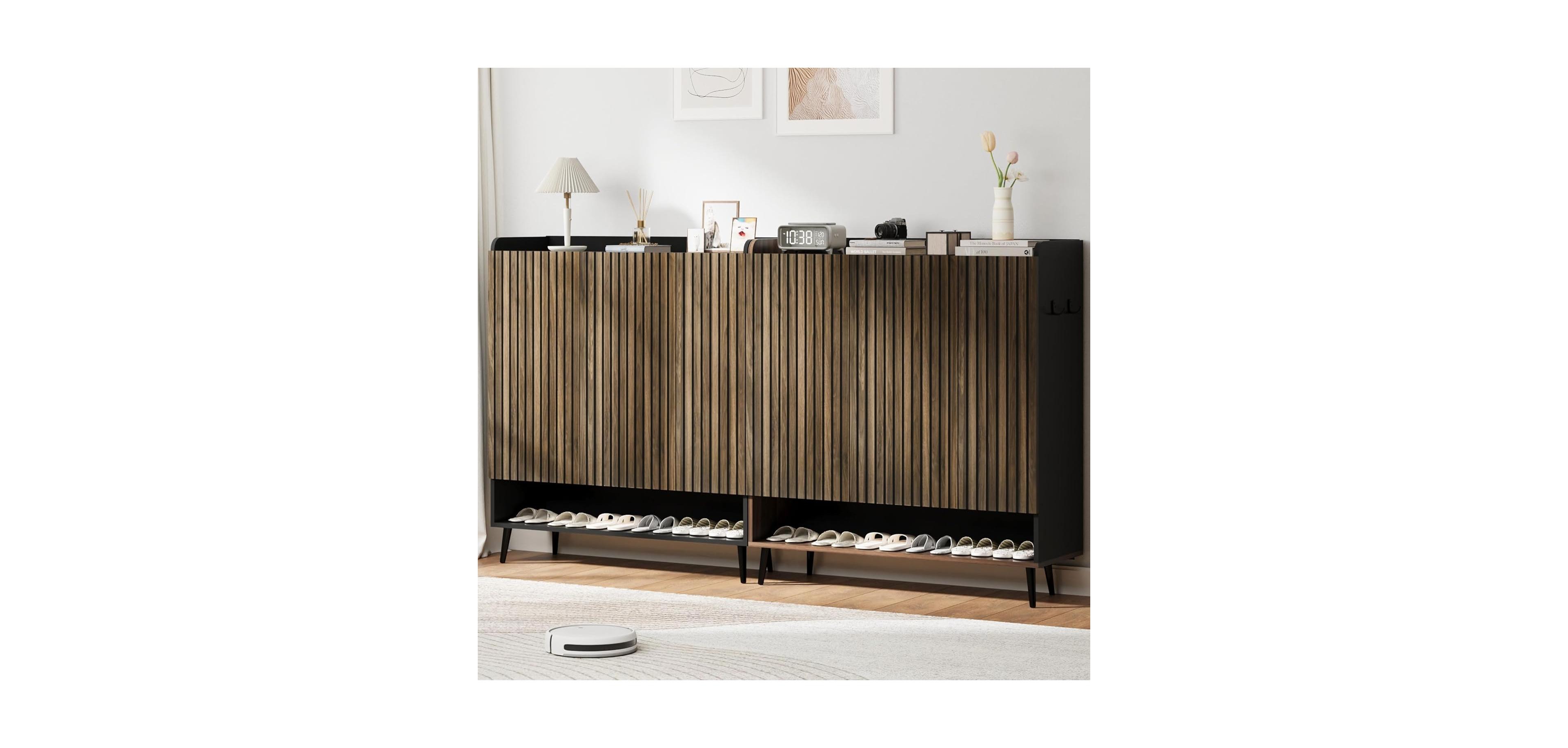 gaomon Large Shoe Cabinet with Doors6-Tier Shoe Organizer with 3 Doors & Additional Hooks for Hallway, Entryway, Living Room