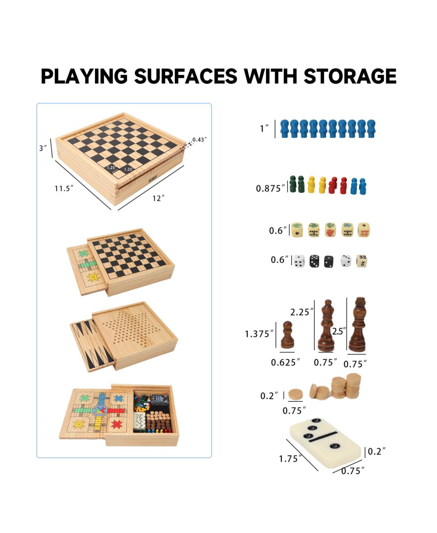 Детская настольная игра GSE Games & Sports Expert 9-in-1 Wooden Board Game, Ages 6+ — фото 5