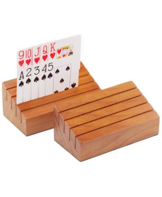 Set of Wooden Playing Card Holders Tray Racks Organizer Set for Kids Seniors Adults