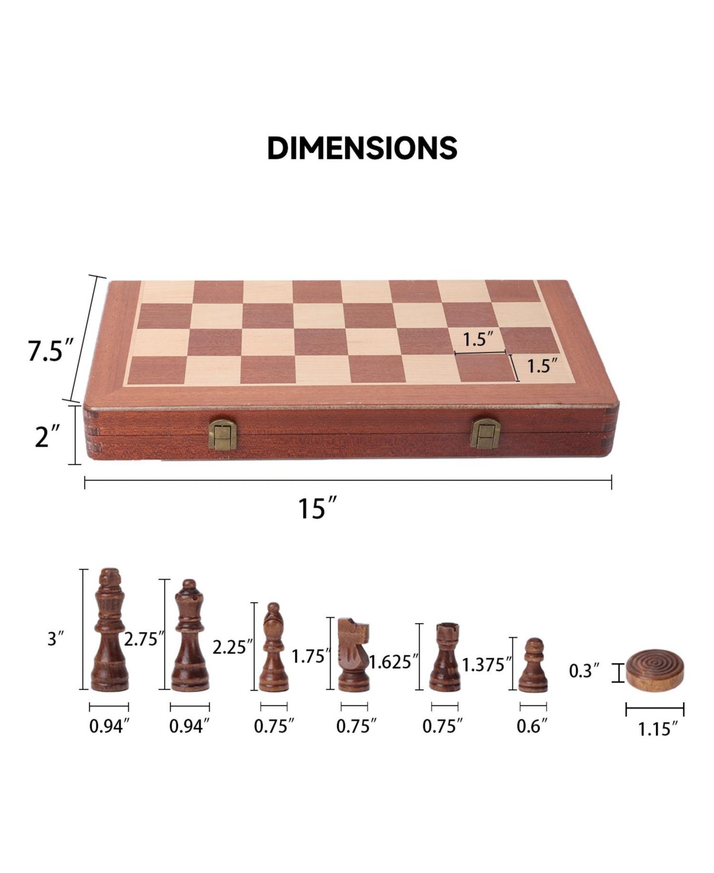 Детская настольная игра GSE Games & Sports Expert 2-in-1 Wooden Folding Chess and Checkers Board Game, Ages 6+ — фото 5