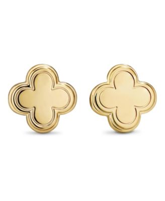 Contour-lined Clover Stud Earrings in Gold Plated Sterling Silver