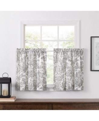 Victoria Park Toile Room Darkening Window Rod Pocket Pair Set With 2 Tiers - 2-Piece