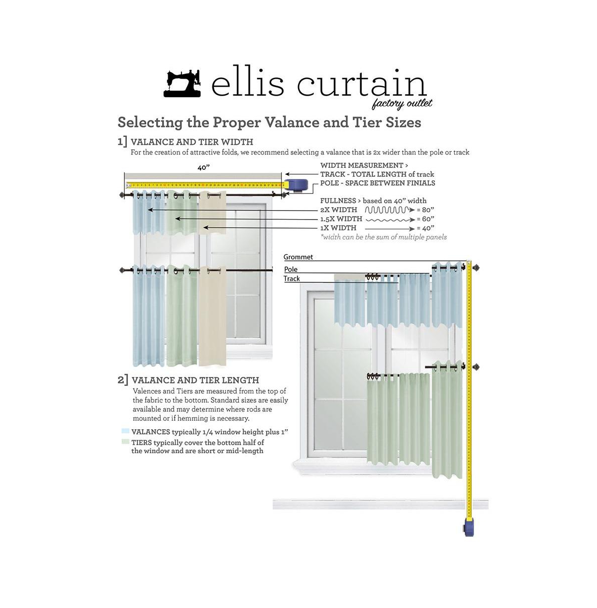 Ellis Curtain 2- Victoria Park Toile Room Darkening Window Rod Pocket Pair Set With 2 Tiers