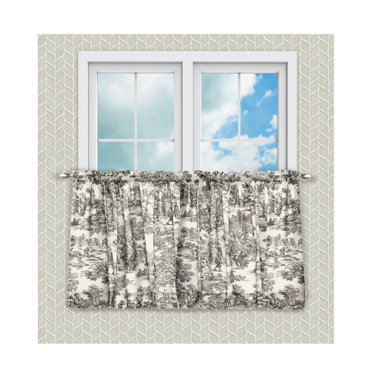 Ellis Curtain Victoria Park Toile Room Darkening Window Rod Pocket Pair Set With 2 Tiers