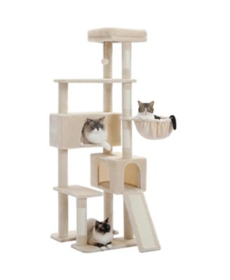 65in Large Cat Tree Tower: Hammocks, Scratch Columns, Jumping Platform Space