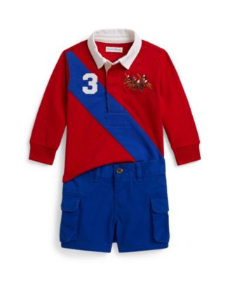 Baby Boys' Triple-Pony Rugby Shirt and Shorts, 2-Piece Set