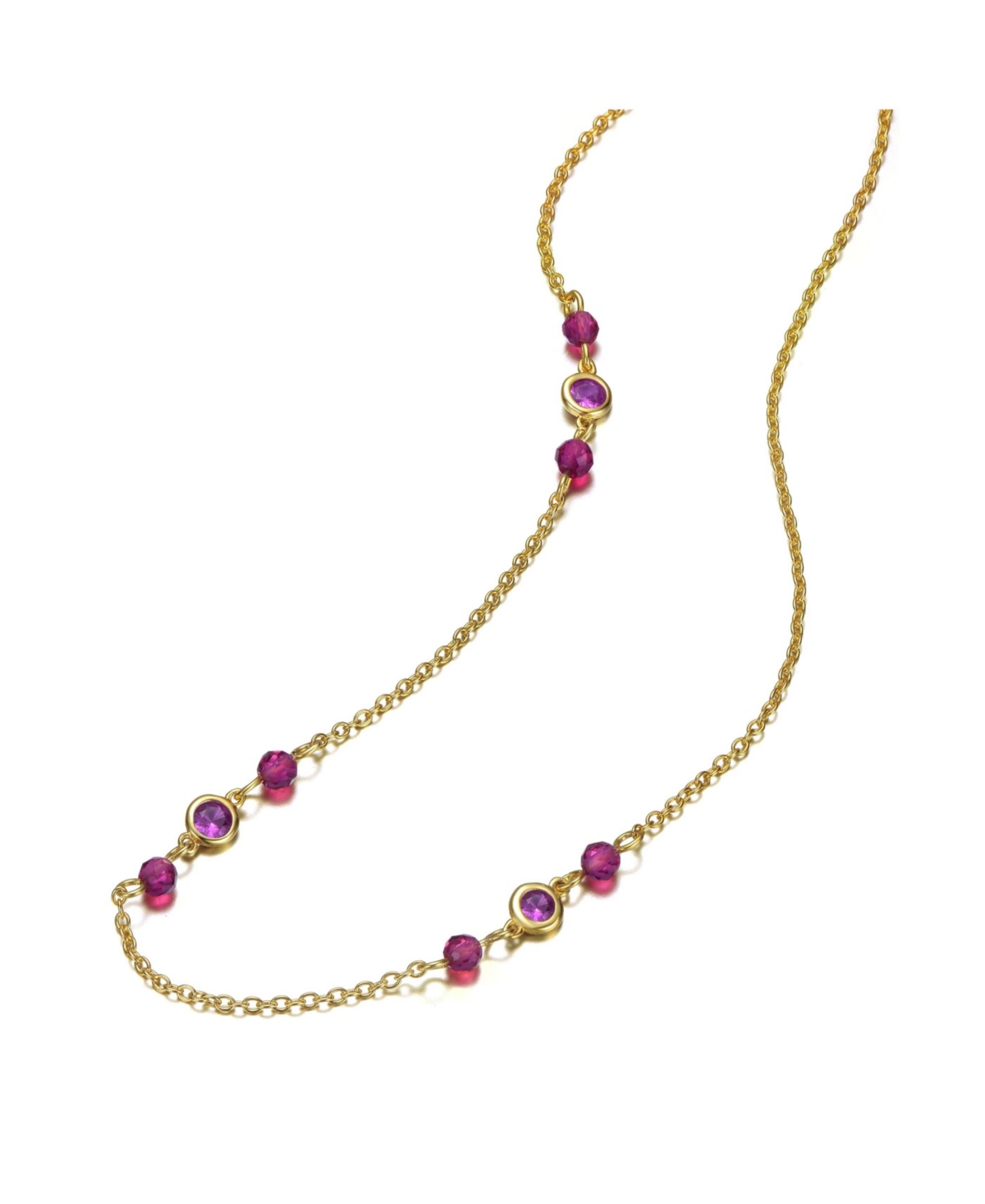 GiGiGirl Elegant Sterling Silver 14K Gold Plated Necklace with Red Sparkling Cubic Zirconia